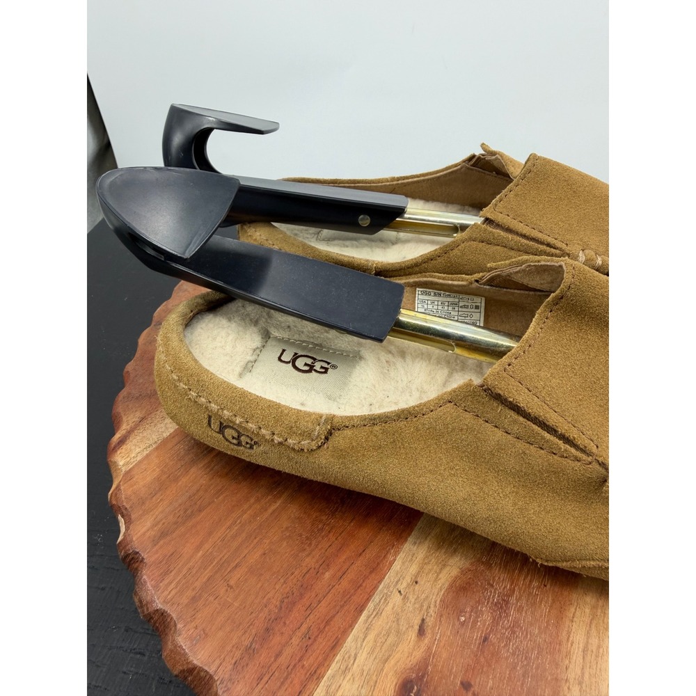 UGG Alamar mules Slippers Mens 10 Chestnut Suede Sheepskin Lining - Picture 2 of 7